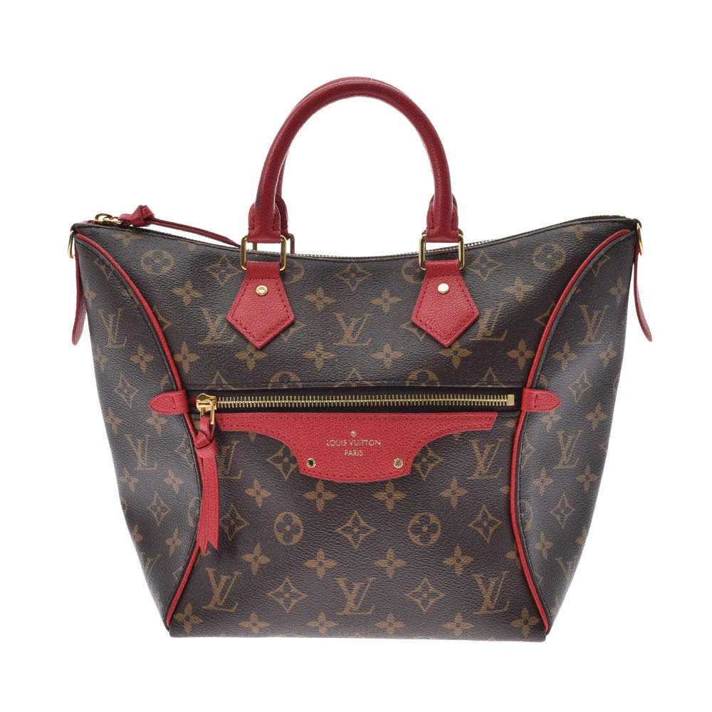 LOUIS VUITTON Monogram Tournelle Handbag Cerise Red Canvas Shoulder Bag